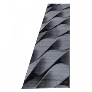 Dywan nowoczesny Parma fale czarny 80 cm x 300 cm