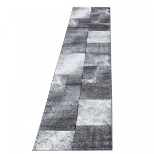 Dywan nowoczesny Hawaii Kwadraty szary 80 cm x 300 cm