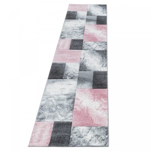 Dywan nowoczesny Hawaii Kwadraty różowo-szare 80 cm x 300 cm