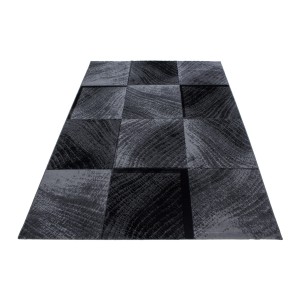 Dywan nowoczesny Plus Kwadraty szaro-czarny 120 cm x 170 cm