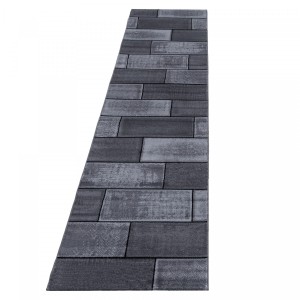 Dywan nowoczesny Plus Mur szaro-czarny 80 cm x 300 cm