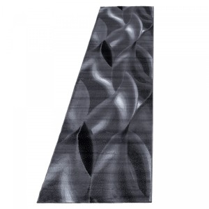 Dywan nowoczesny Plus wstęgi szaro-czarny 80 cm x 300 cm