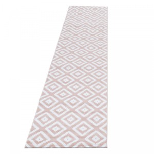 Dywan nowoczesny Plus kwadraty różowo-kremowy 80 cm x 300 cm