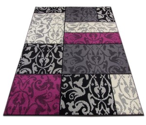 Dywan nowoczesny Luna Elements  Patchwork Czarno-Fioletowy  140 cm x 200 cm