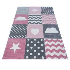 Dywan dziecięcy Kids Kwadraty różowy 120 cm x 170 cm