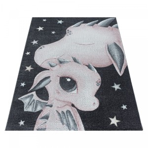 Dywan dziecięcy Funny Smoczki różowo-szary 160 cm x 230 cm