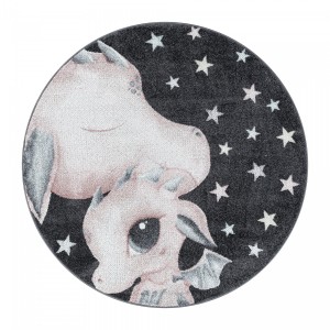 Dywan dziecięcy Funny Smoczki różowo-szary 120 cm x 120 cm