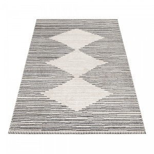 Dywan poliestrowy Romby kremowo-czarny 160 cm x 230 cm