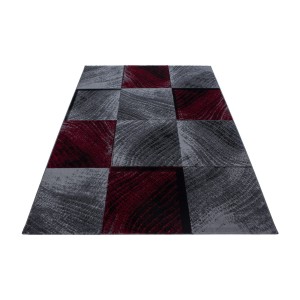 Dywan nowoczesny Plus kwadraty szaro-czerwony 240 cm x 340 cm 