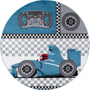 Dywan dziecięcy Kids Wyścigi niebieski 120 cm x 120 cm koło