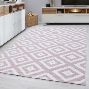 Dywan nowoczesny Plus kwadraty różowo-kremowy 140 cm x 200 cm