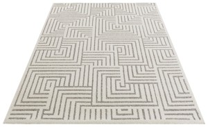 Dywan nowoczesny New York Geometria 3D kremowo-szary 80 cm x 150 cm