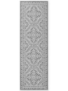 Dywan zewnętrzny dwustronny Duet Ornament szaro-kremowy 80 cm x 250 cm