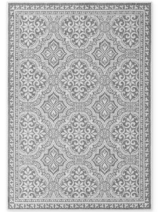 Dywan zewnętrzny dwustronny Duet Ornament szaro-kremowy 160 cm x 230 cm