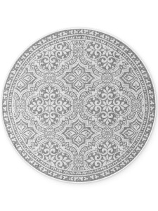 Dywan zewnętrzny dwustronny Duet Ornament szaro-kremowy 160 cm x 160 cm koło