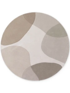 Dywan wełniany premium Ted Baker Hackney beżowo-szary nowoczesny wzór koło 160 cm x 160 cm