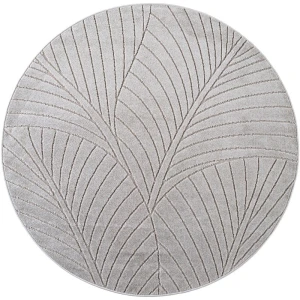 Dywan uniwersalny Nova 3D Motyw Roślinny szary koło 120 cm x 120 cm