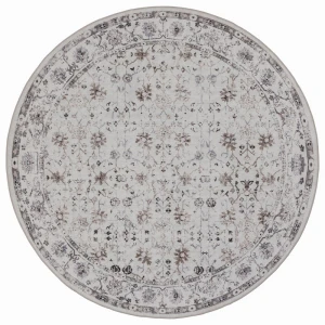 Dywan vintage INKA Floral z Efektem Postarzenia Kremowy koło 200 cm x 200 cm
