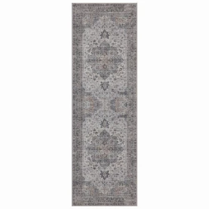 Dywan vintage INKA Klasyczny Medalion z Efektem Postarzenia Beżowo-Szary 80 cm x 250 cm