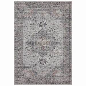 Dywan vintage INKA Klasyczny Medalion z Efektem Postarzenia Beżowo-Szary 120 cm x 170 cm