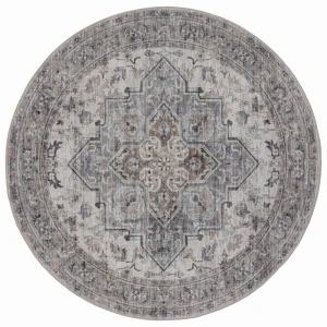 Dywan vintage INKA Klasyczny Medalion z Efektem Postarzenia Beżowo-Szary koło 200 cm x 200 cm