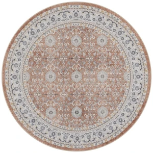 Dywan vintage INKA Ornament z Efektem Postarzenia Terakota koło 200 cm x 200 cm